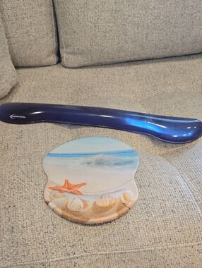Blue Ergonomic Wrist Rest Mouse Pad & Beach Design Gel Wrist Support